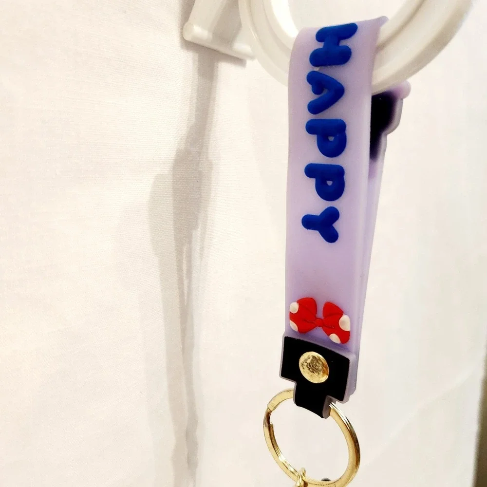 Sanrio‎ Kuromi Keychain and Purple HAPPY Lanyard